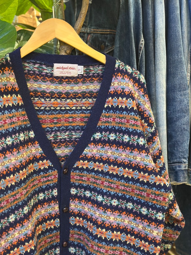 MICHAEL ROSS WOOL JACQUARD CARDIGAN