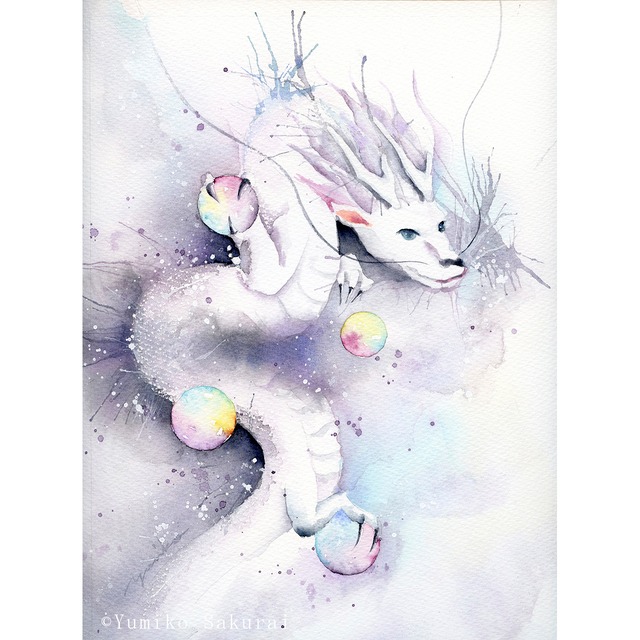 龍神の絵『 白龍 』複製画　大サイズ　白龍の絵