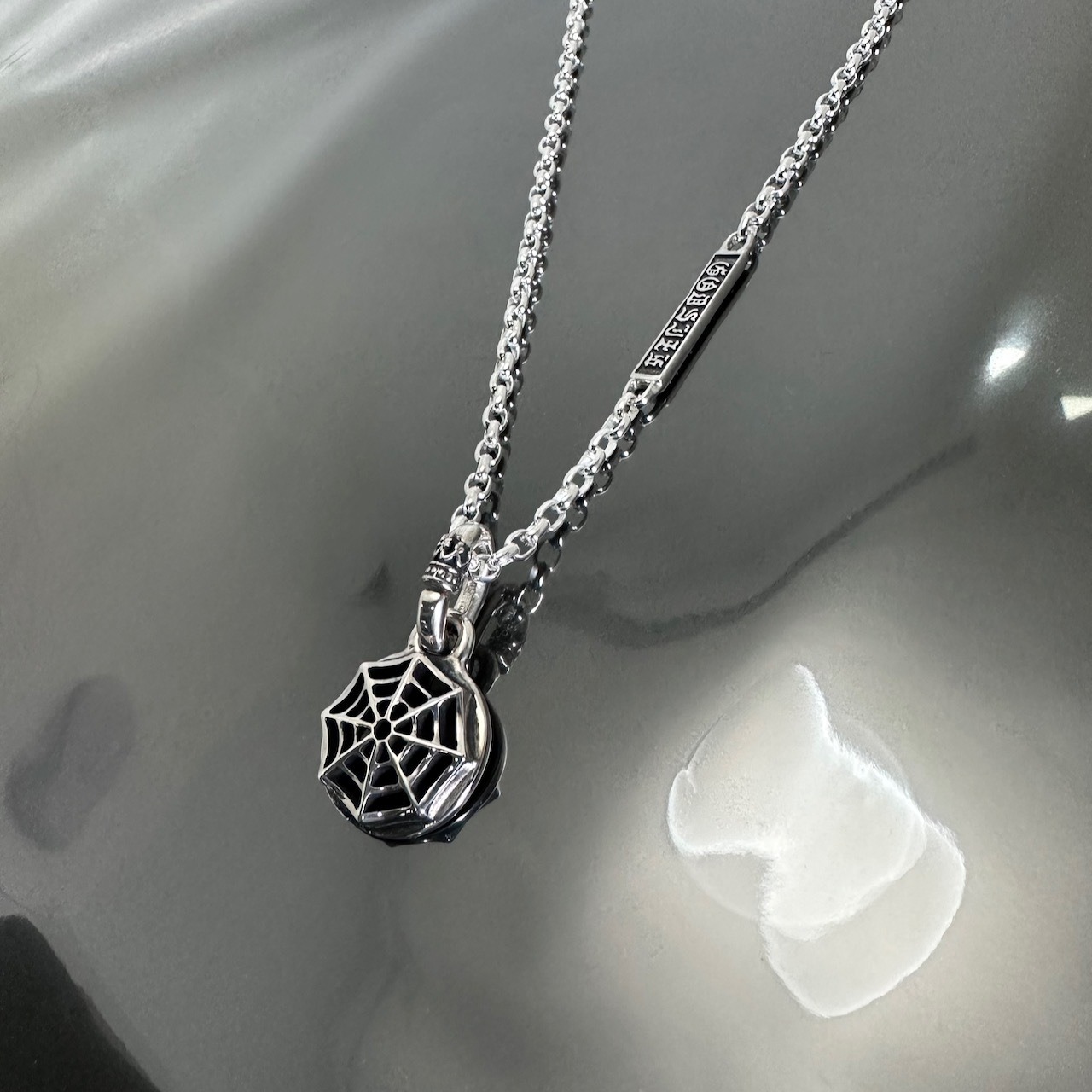 SPIDER WEB NECKLACE #1 with GODSIZE® I.D. TAG / スパイダーウェブ ゴッドサイズ® I.D.タグネックレス
