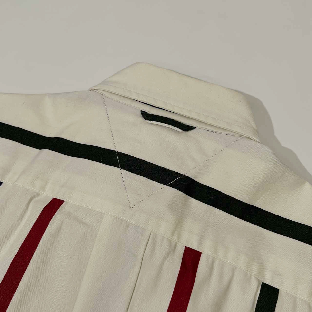 90s ビンテージ TOMMY HILFIGER トミーヒルフィガー ストライプ 半袖シャツ M /メンズ/オールド/フラッグ柄