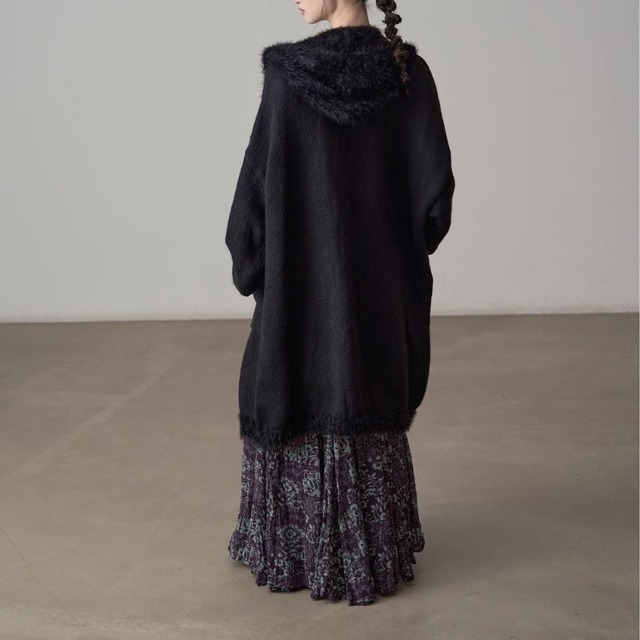 Patterned pleated long skirt C1345