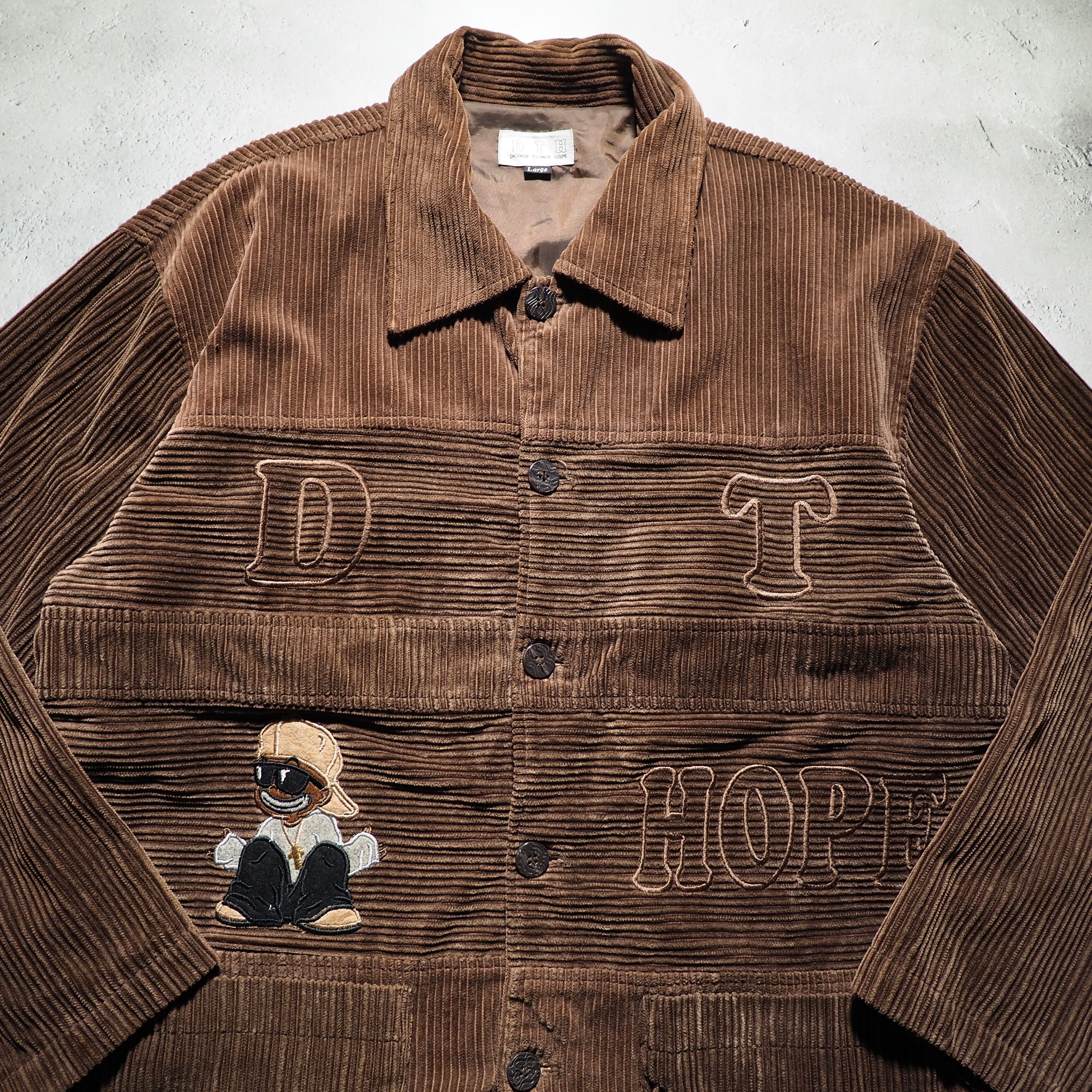 " HIPHOP Dream " Embbossed Dark Brown color Corduroy jacket