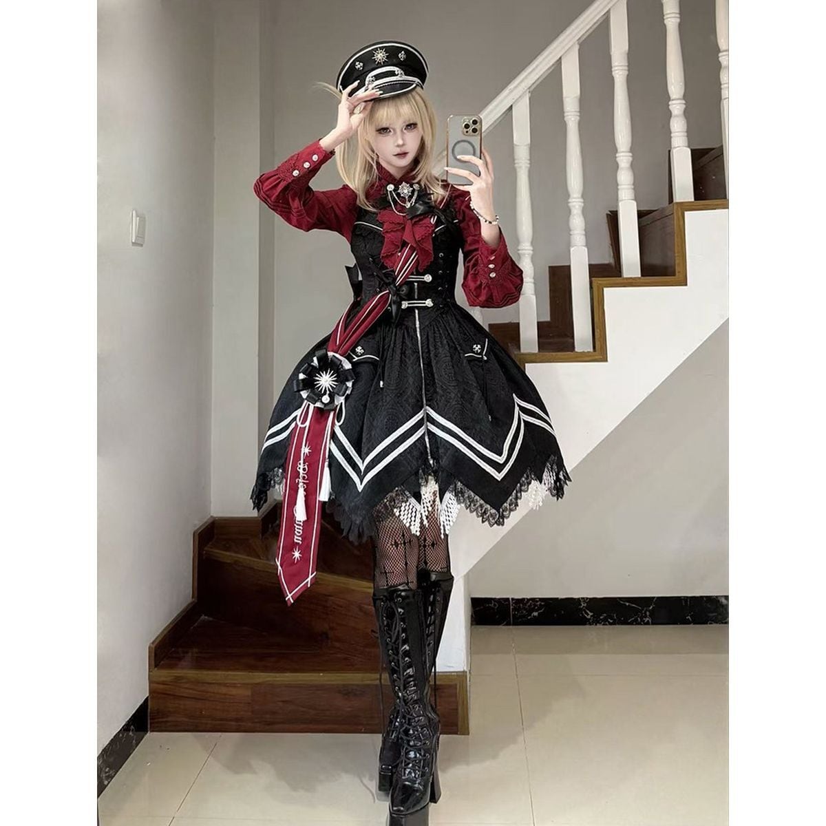 近衛聖騎士・スノーケープ・ミリタリー軍服ロリータセット：帽子