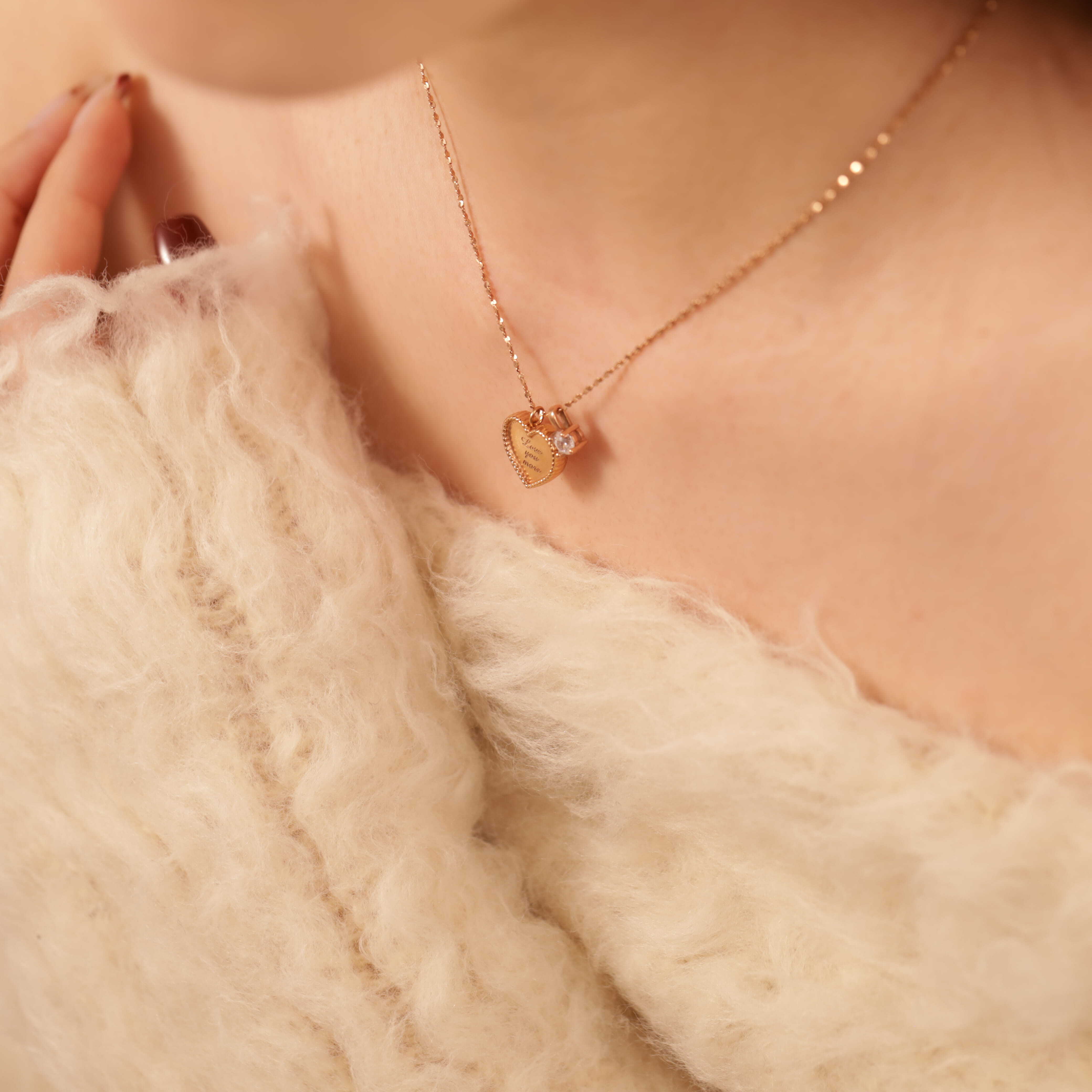 316L heart tag necklace（zirconia stone ver.） | apire