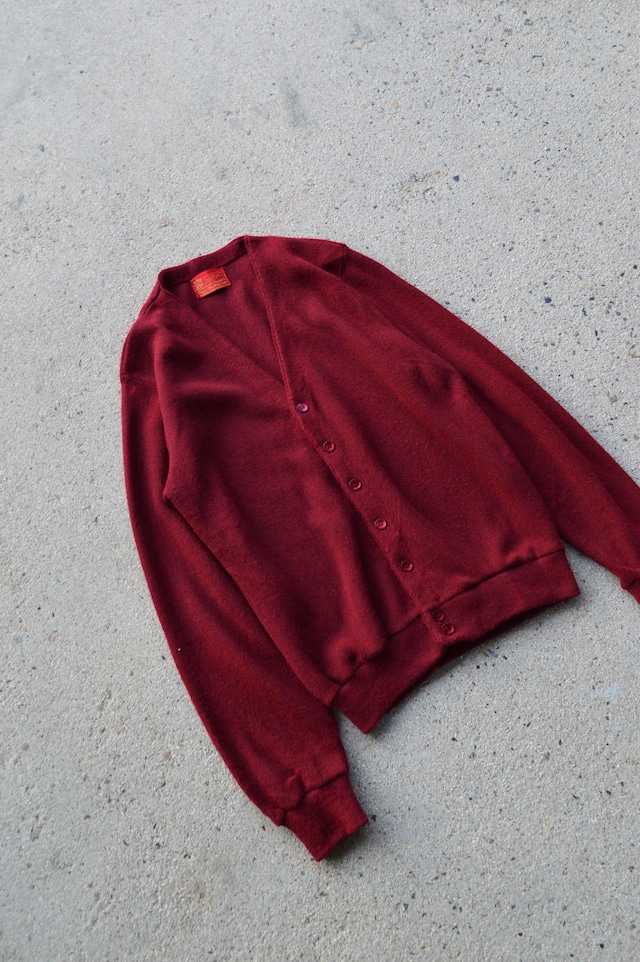 KINGS ROAD by Sears 1970's ORLON ACRYLIC Vintage Knit Cardigan Burgundy キングスロード シアーズ 70s オーロンアクリル カーディガン