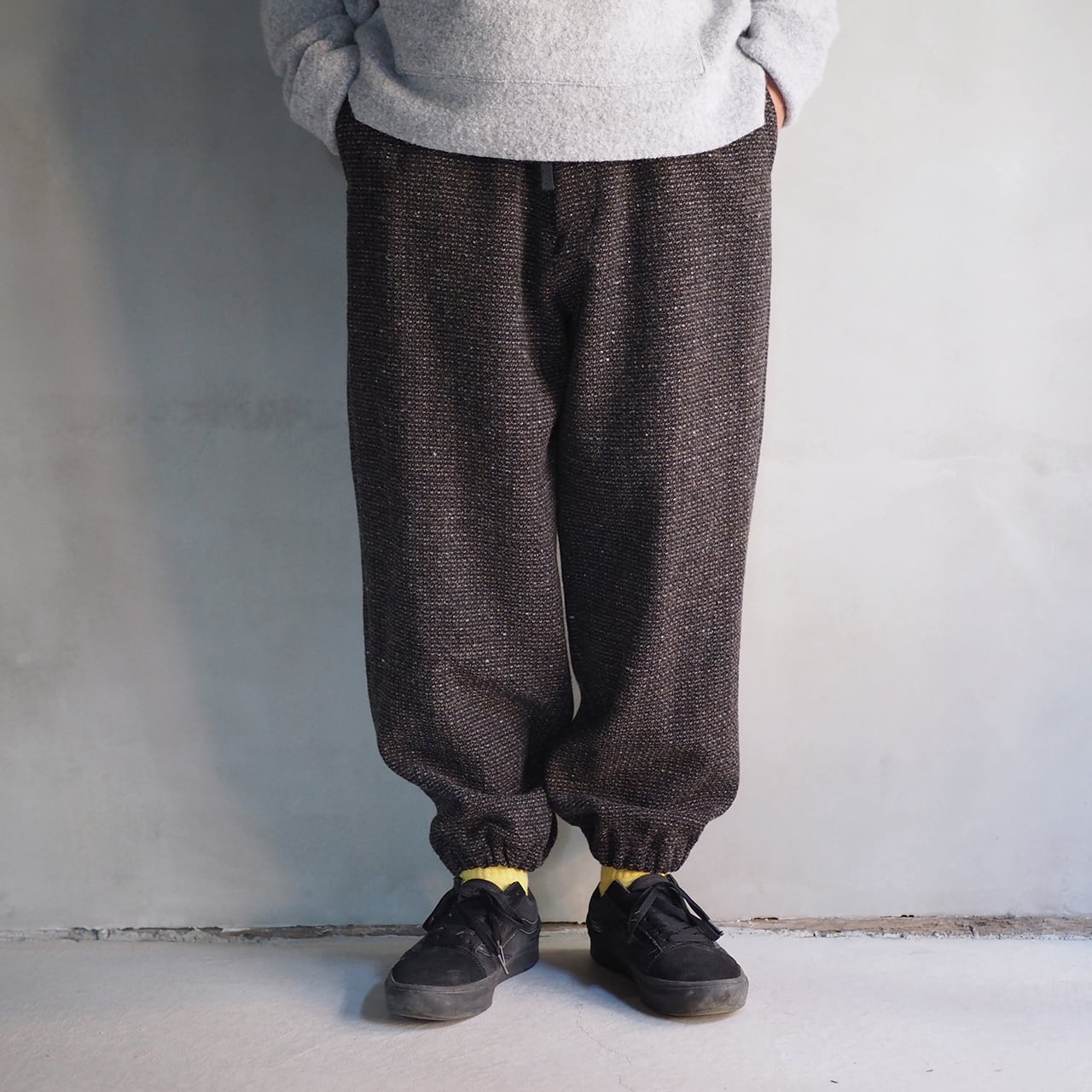 YOKO SAKAMOTO GB TWEED TRACK PANTS BROWN