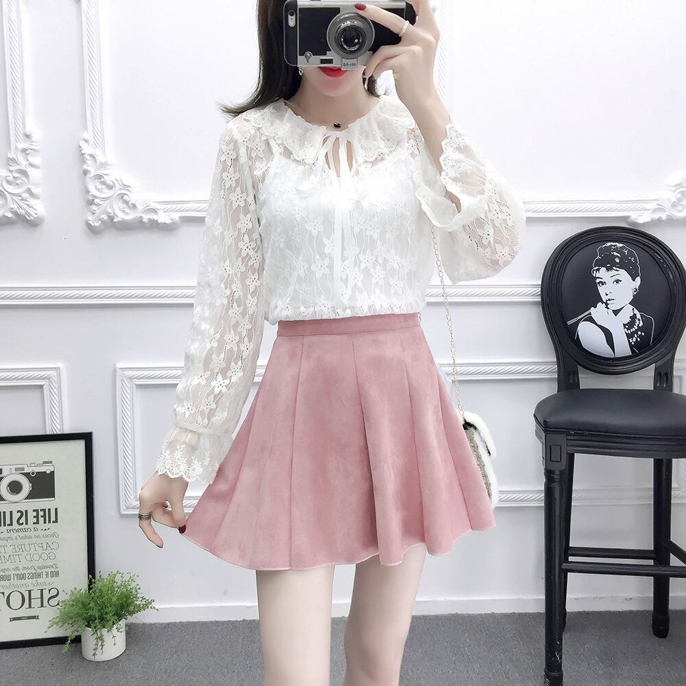 スウィートガーリー 花柄シアーシフォンレースブラウスセットアップ A0939 Retro N