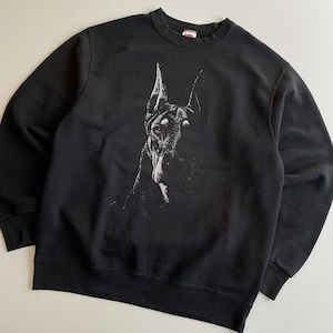 -USED- DOBERMAN CREWNECK SHIRTS -BLACK- [M]