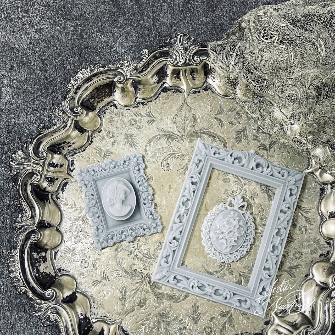 ヴィンテージフレーム＆カメオ シリコンモールド | シリコンモールド