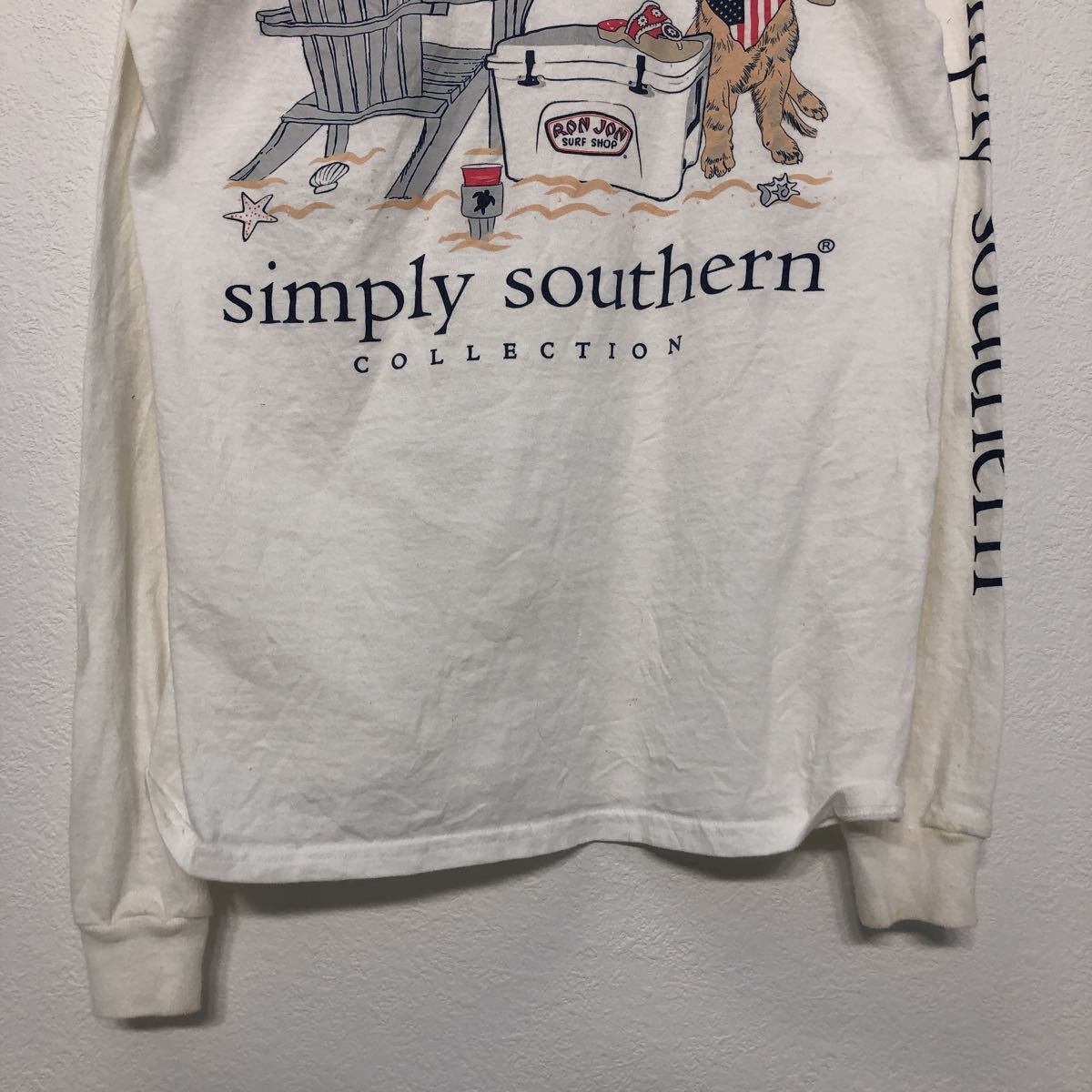 simply southern 長袖 プリント Tシャツ S ホワイト シンプリーサザン ロングTシャツ ロンT 古着卸 アメリカ仕入  a503-5869