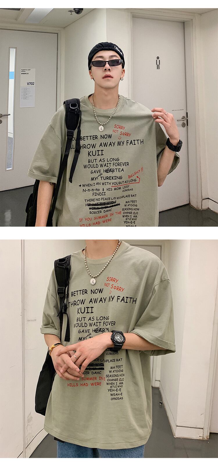 全3色 Tシャツ カットソー プリント カジュアル シンプル