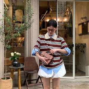 韓国流行中！ストライプシャツ