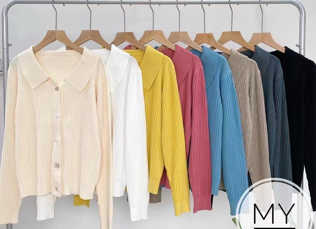 ビッグカラー　リブカーデ　AJ22038-8045