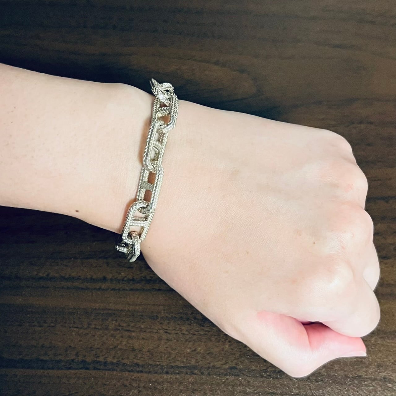 OLD TIFFANY & CO. Oval Chain Toggle Bracelet Sterling Silver 