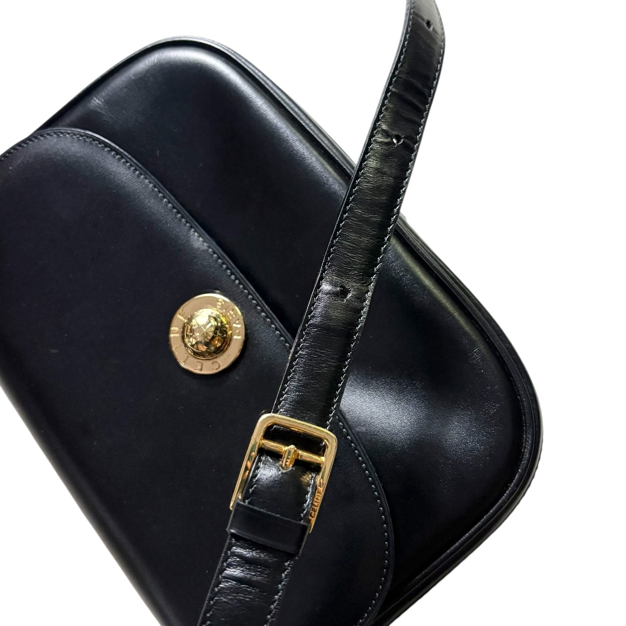 archive CELINE black leather shoulder bag “Star Ball”