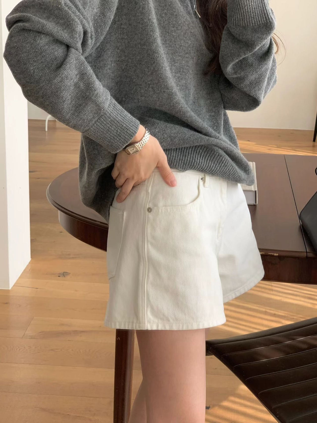 (予約) ounce / Clean denim shorts pants 2color