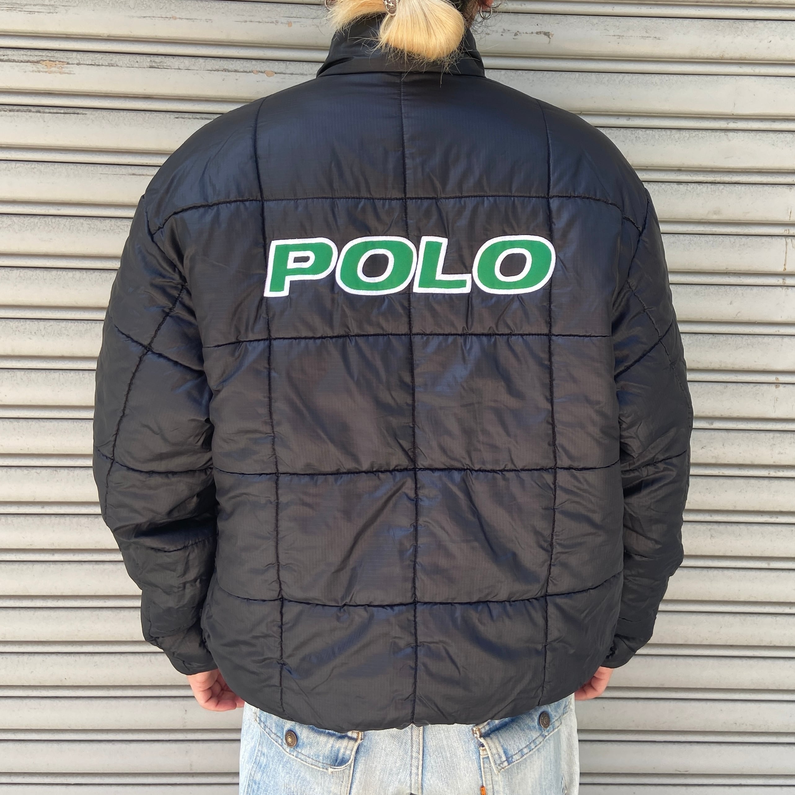 ポロスポーツ リバーシブルハーフジッププルオーバー 中綿ジャケット緑