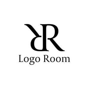 No651 2つのRのロゴ【アルファベット、R、黒、単色、シンプル、スマート、シック、美容、サロン、エステ、ネイル、ショップ、商品】