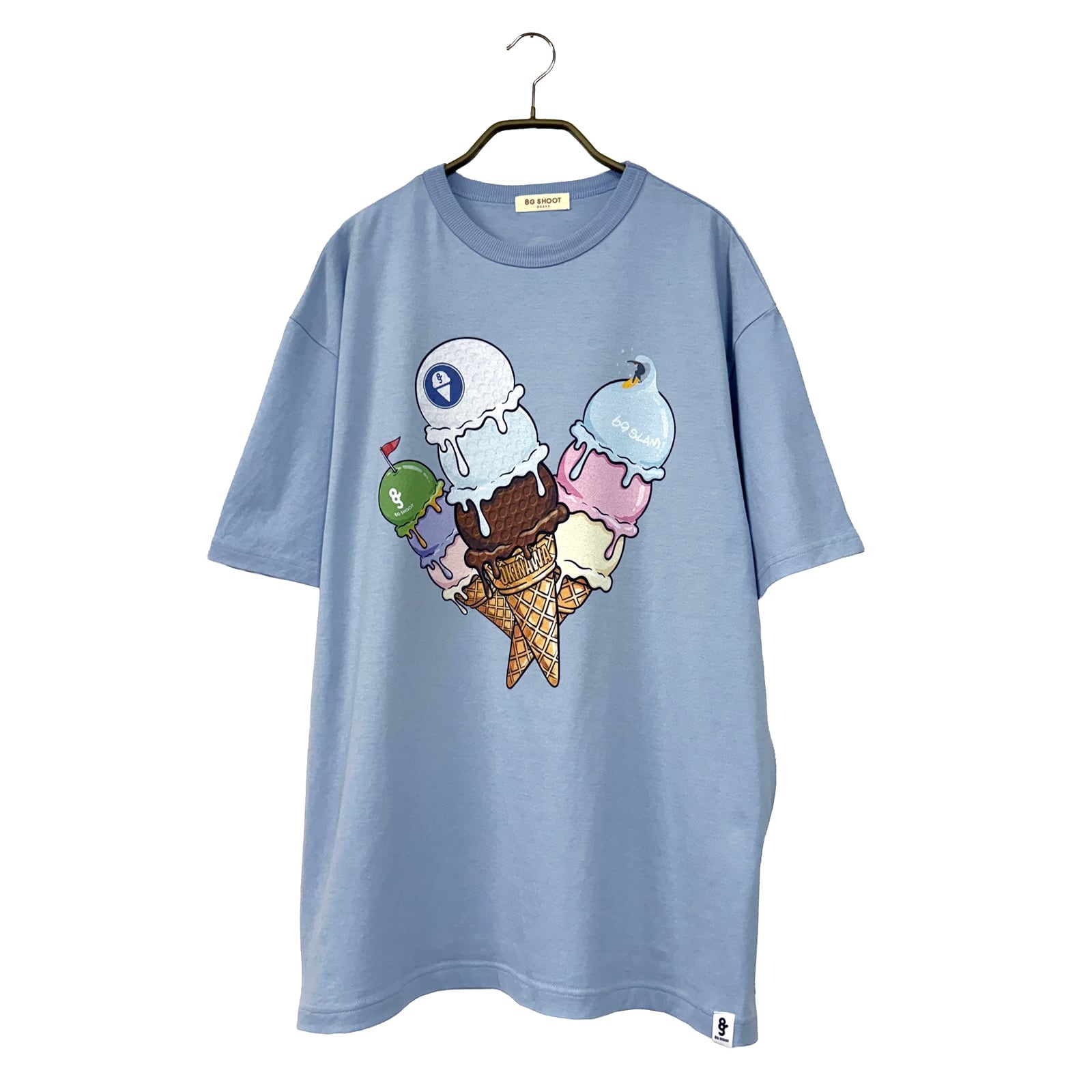 8G SHOOT × 69slam ICE CREAM PRINT TEE SHIRT -BLUE-