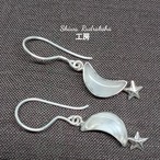 【入魂儀式済ケオンカボション】ブラン(月)とビンタン(星)★シルバーピアス