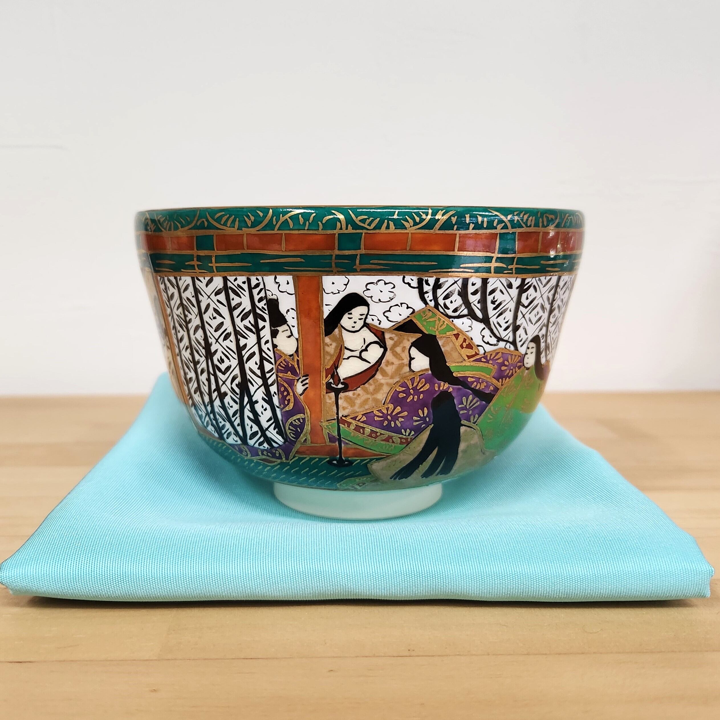 茶道具 黒仁清 柳桜絵 茶碗 上山善峰 そぐわなく