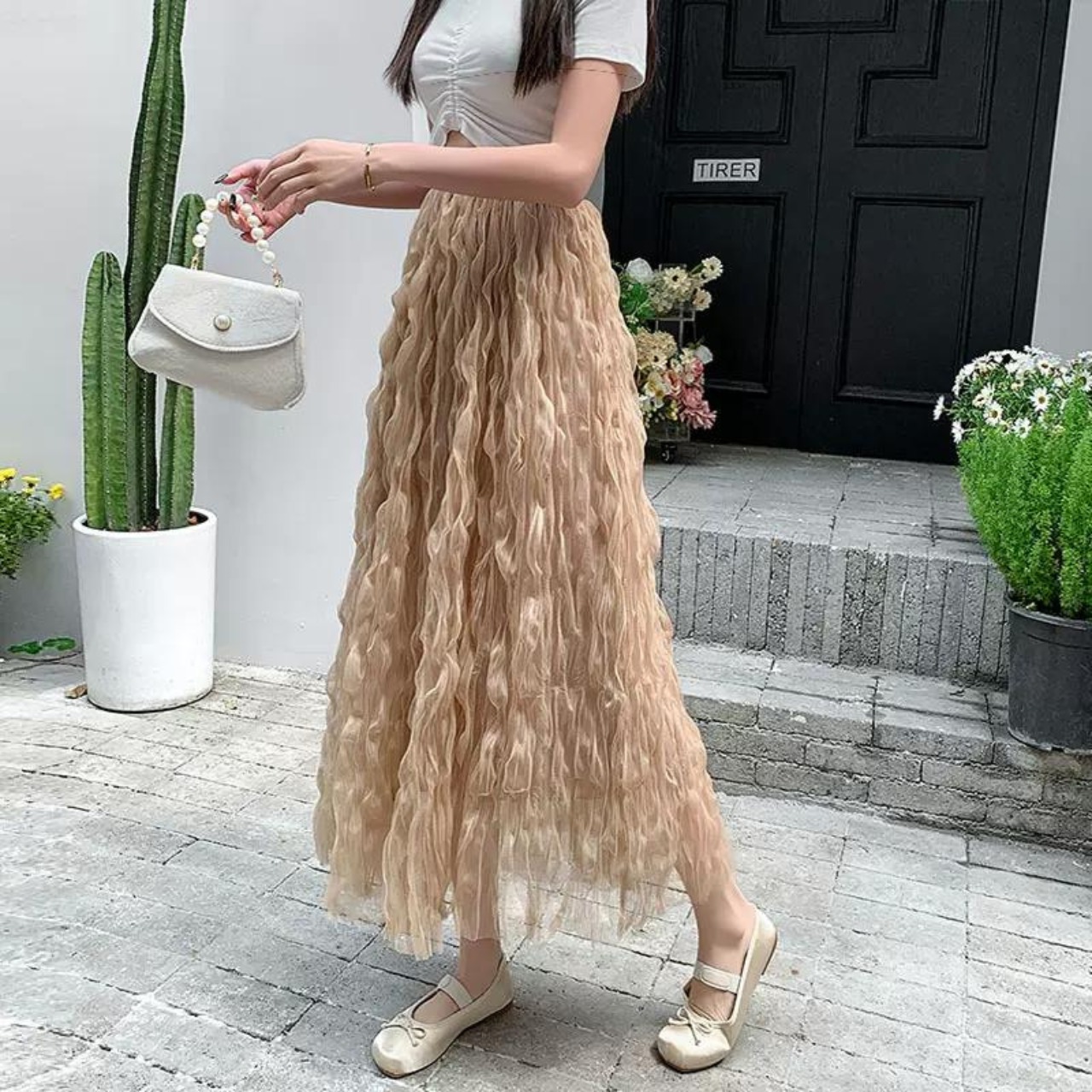 ウェーブ プリーツ ロング スカート 10213