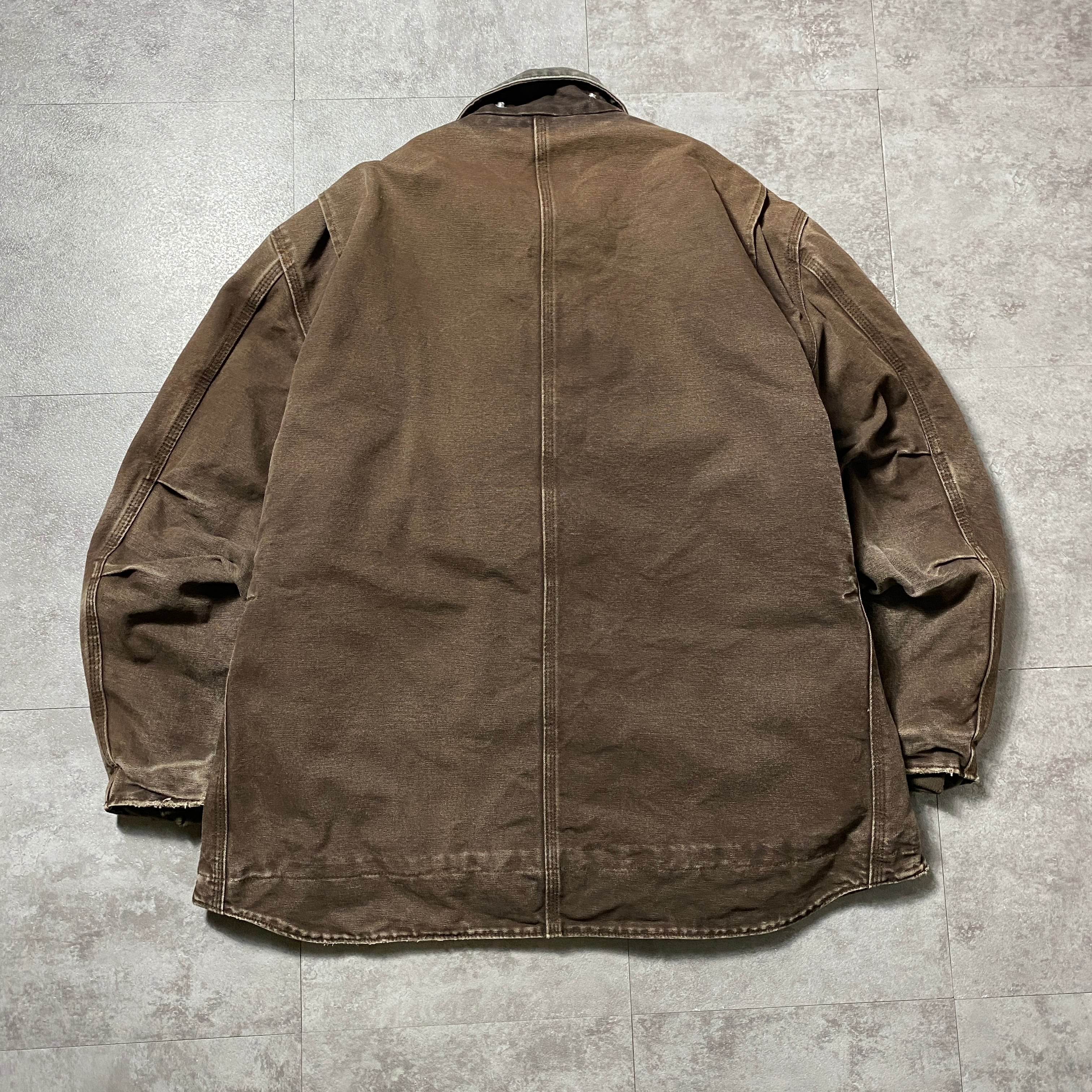 Size.XL】carhartt カーハート レザーパッチ 内ボア フェードブラウン