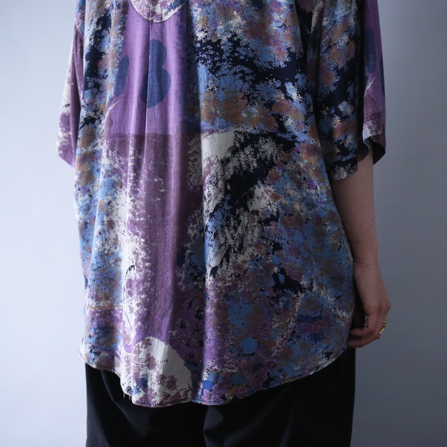 "GOOUCH" beautiful coloring full noise art pattern loose silhouette h/s shirt