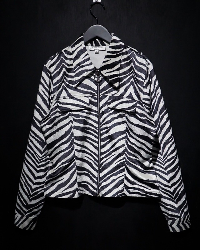 【WEPON VINTAGE】Zebra Pattern Vintage Zip Up Tracker Jacket