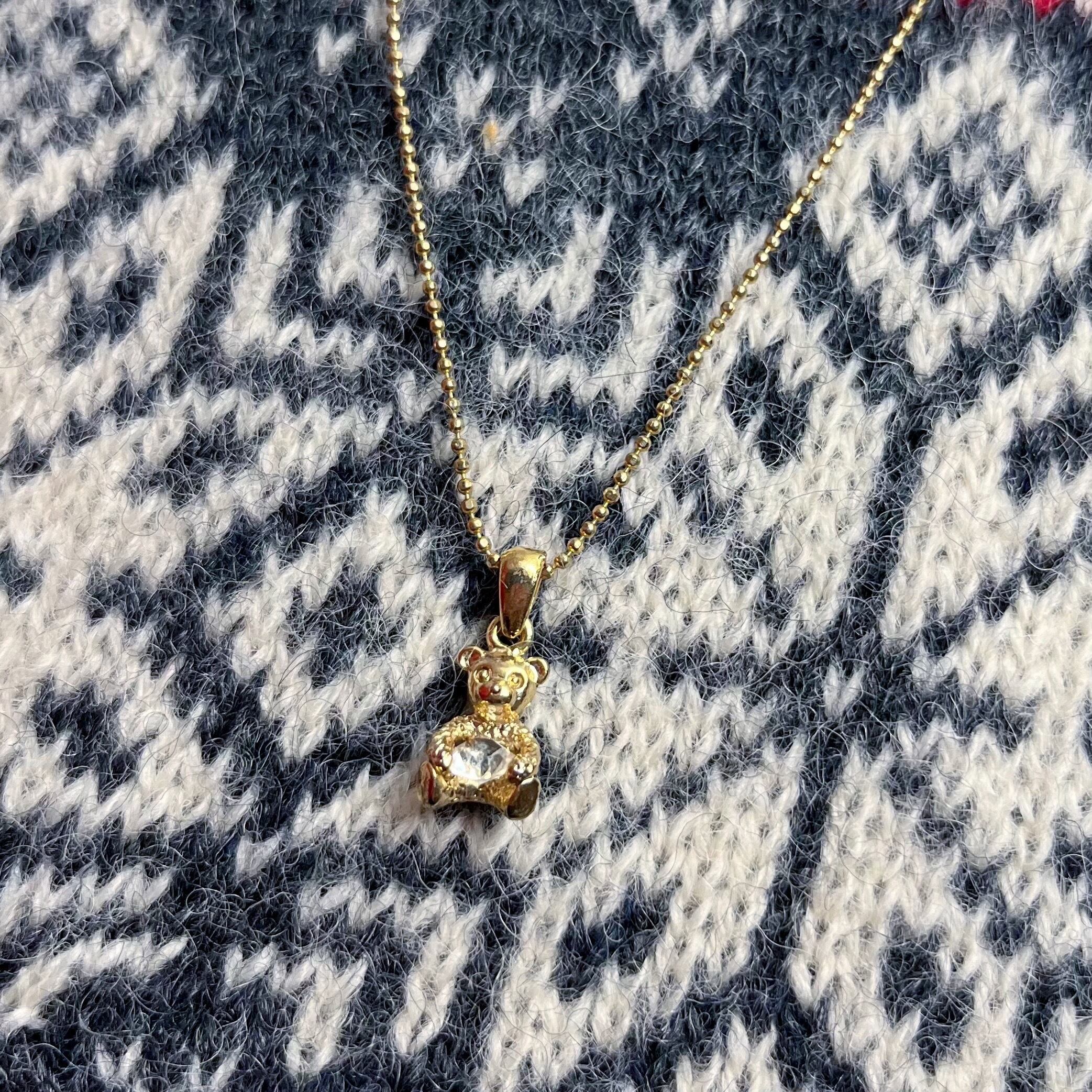 stone bear gold necklace