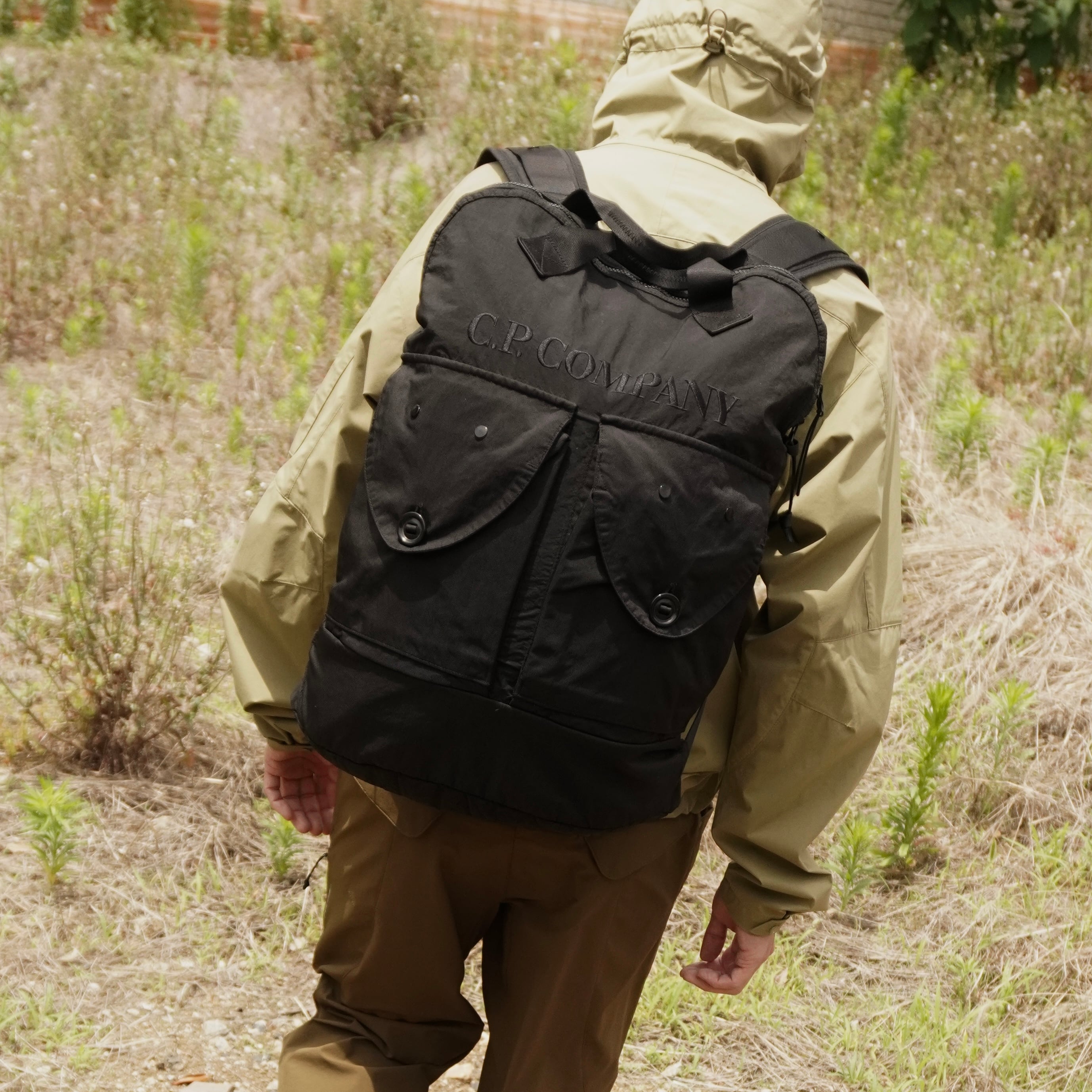 C.P. COMPANY PANAMA-R MIXED ZIP BACKPACK (BLACK) | SO SHOP