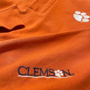 【NIKE】カレッジ クレムソン大学 CLEMSON UNIVERSITY ハーフジップ スウェット プルオーバー スウッシュ 刺繍ロゴ M ビッグサイズ ナイキ US古着