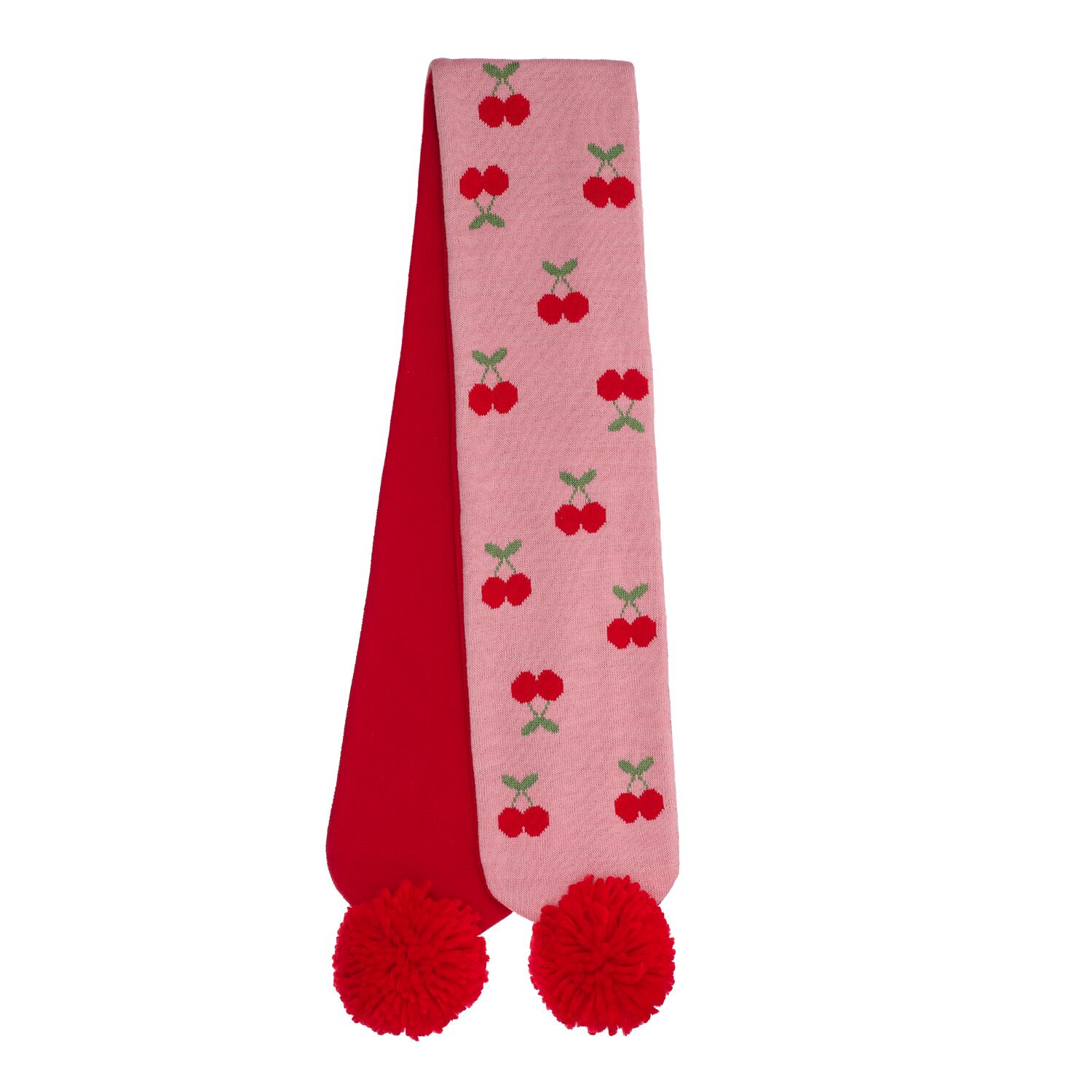 C2490R-Cheerful Cherry Knitted Scarf 3-10 Years-RED