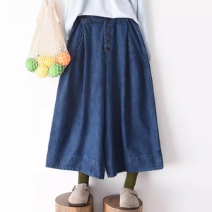3色／ハーフボタンワイドパンツ ・10510