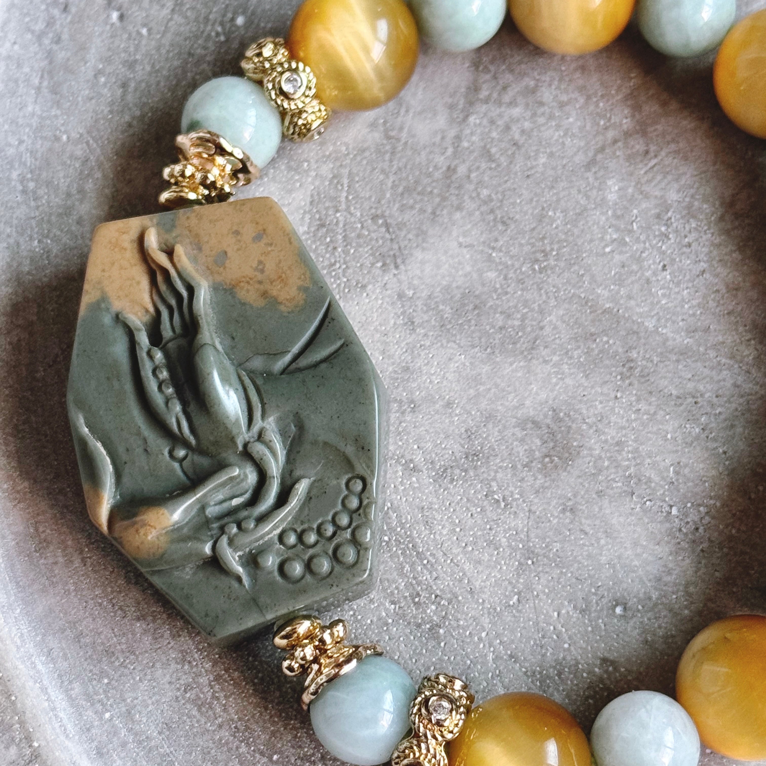 天然石ブレスレット 高品質 グレーラビットヘア サゲニティッククォーツ