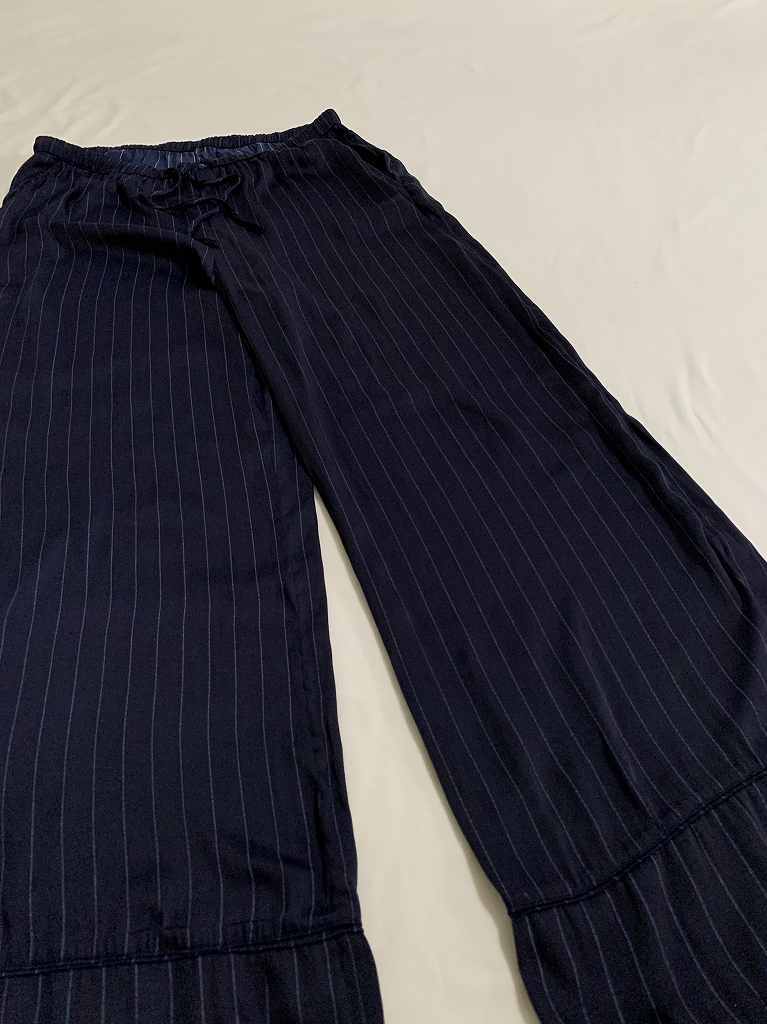 Piping Design Stripe Pattern Wide Easy Pants