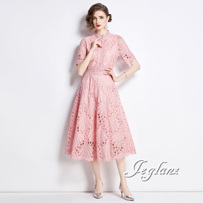 総レース ワンピース ドレス 肌透け スカラップレース