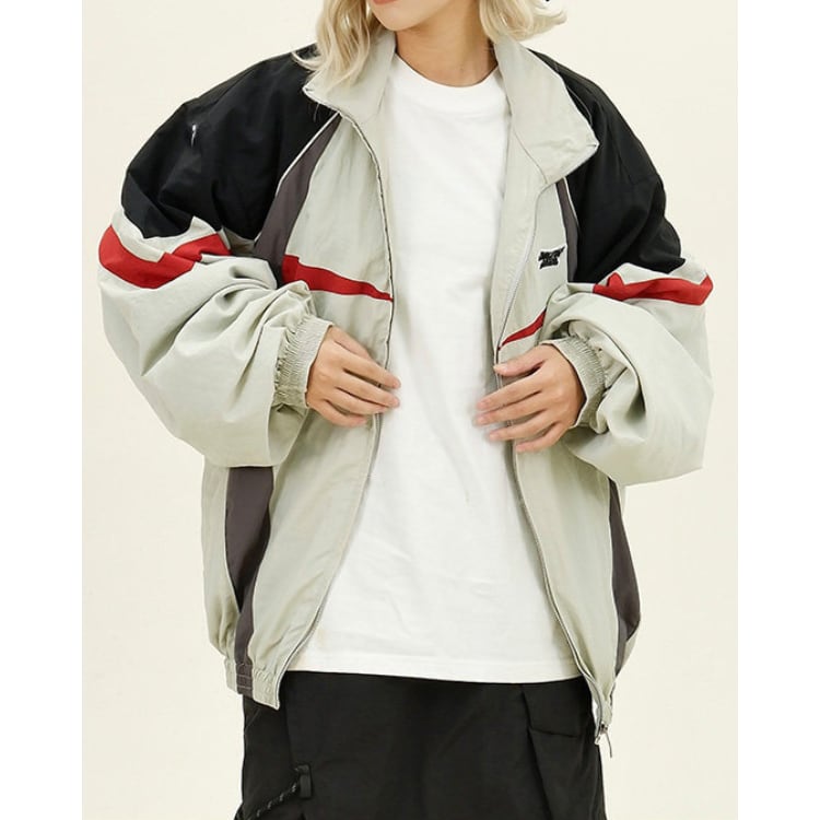 オーバーサイズ 配色 ジップアップ ジャケット ◆2col L60020