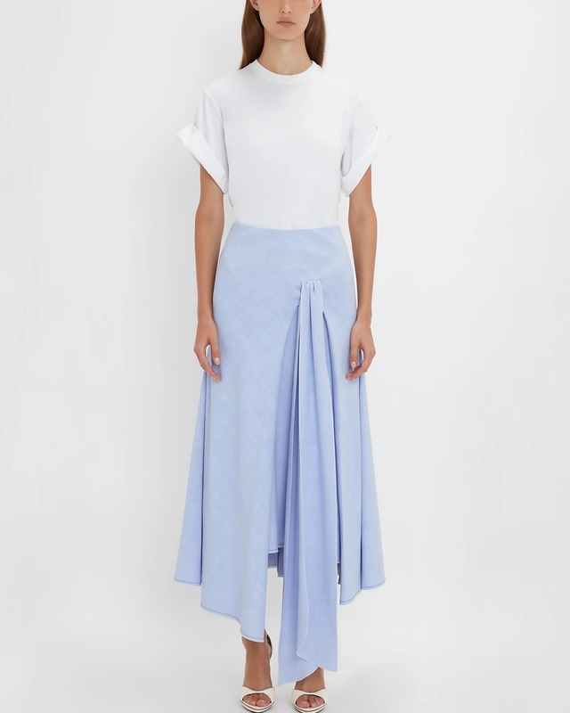 【Victoria Beckham】Asymmetric Tie Detail Skirt In Frost