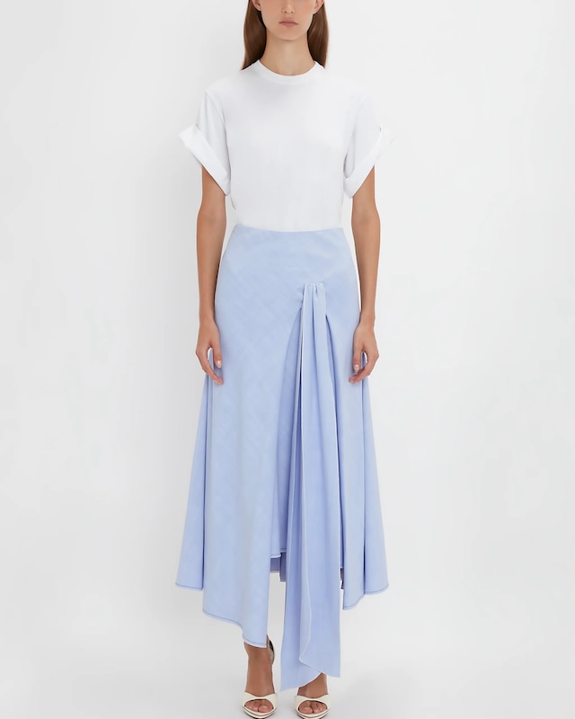 Victoria Beckham】Asymmetric Tie Detail Skirt In Frost