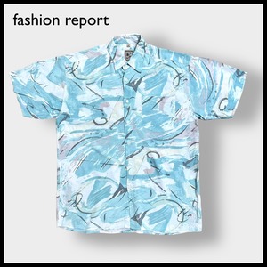 【fashion report】半袖シャツ レトロ 個性的 ビスコース 柄シャツ 総柄 柄物 オールパターン M パステルカラー US古着