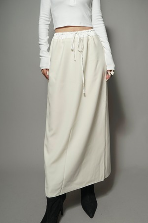 WAIST SATIN SWITCHING SKIRT (WHITE) 2402-42-847