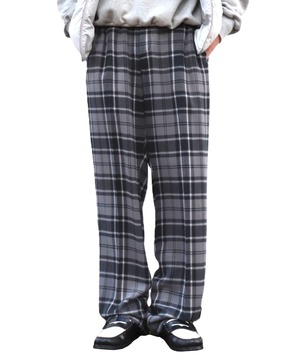 UNUSED / UW1177 RAYON CHECK PANTS (GRAY×DARK GREEN)