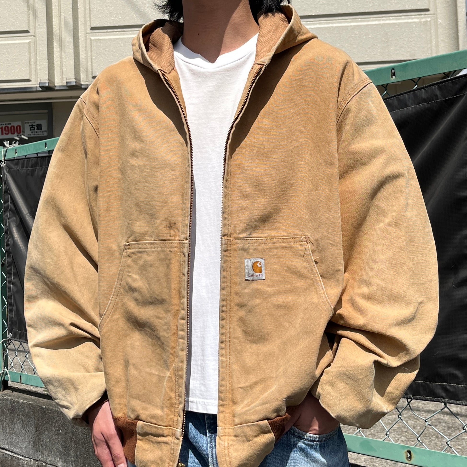 90s Carhartt カーハート パーカー ストリート ワンポイント-