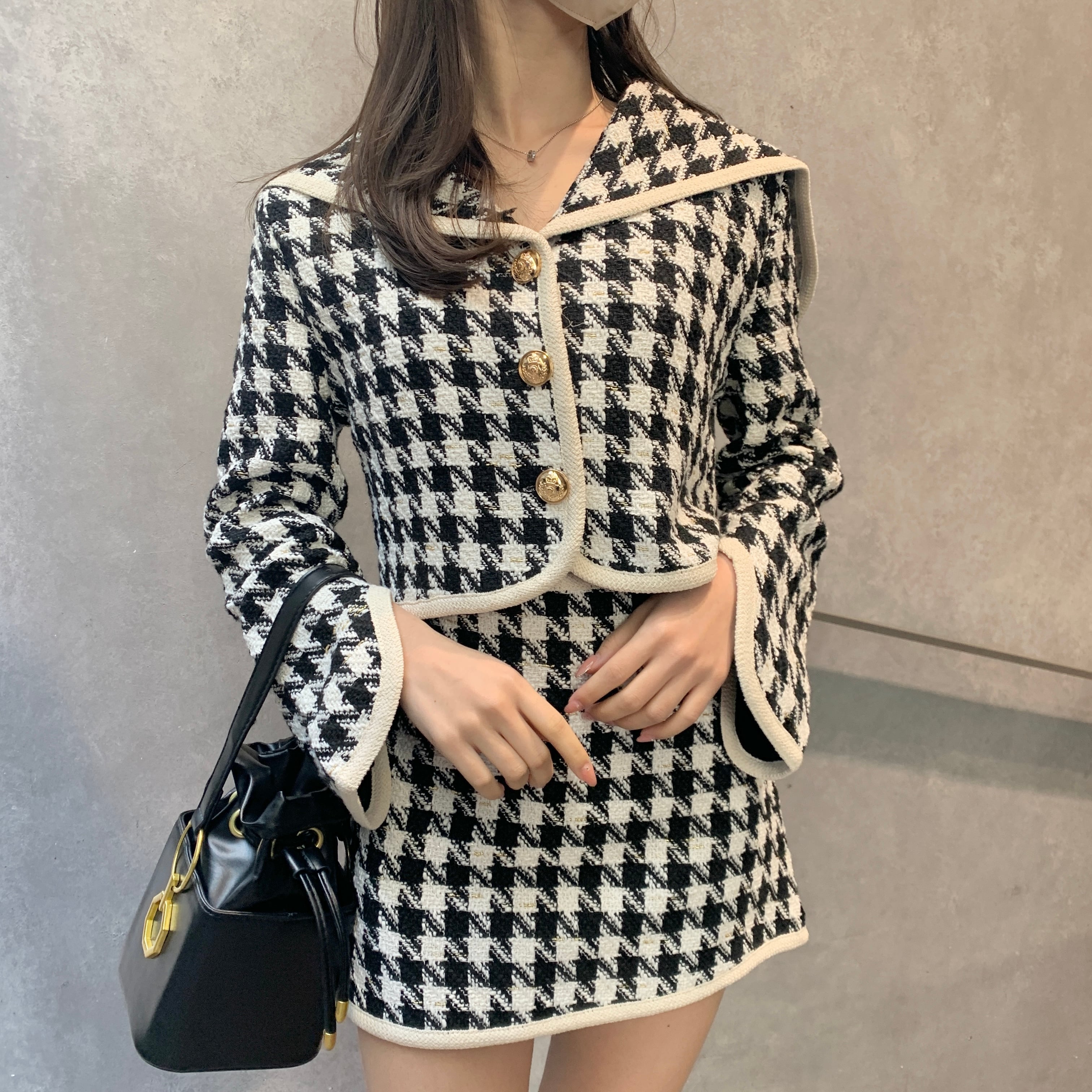 ☆美品☆【ステラマッカートニー/セットアップ】千鳥柄 グレー Lサイズ