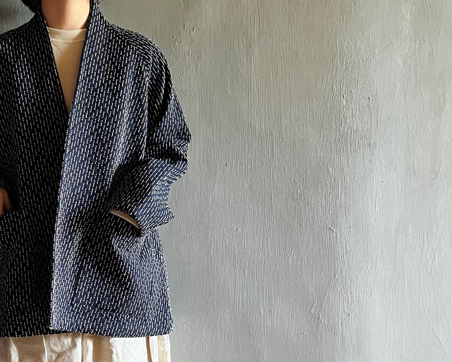 MITTAN｜中わた刺し子織ジャケット 2 JK-80 濃紺 | CORNER_122