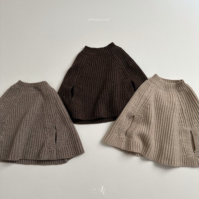 【即納ラス②】ATOMEME / olive knit poncho