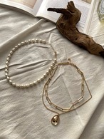 BaroquePearl & Chain Necklace_2colors