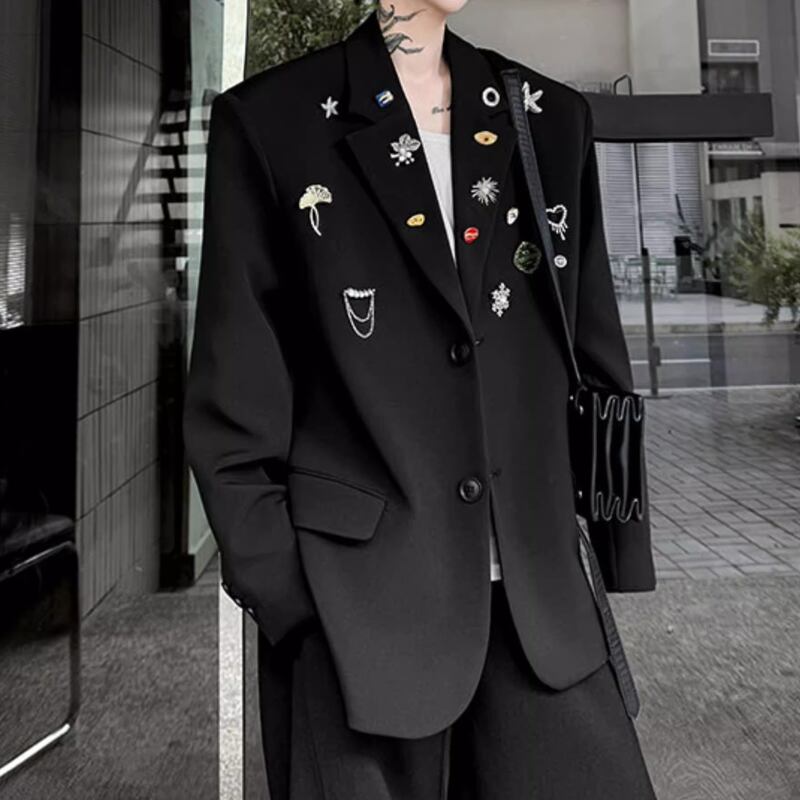 長袖 オーバーサイズ シングルブレスト ジャケット 2color MOJ0122