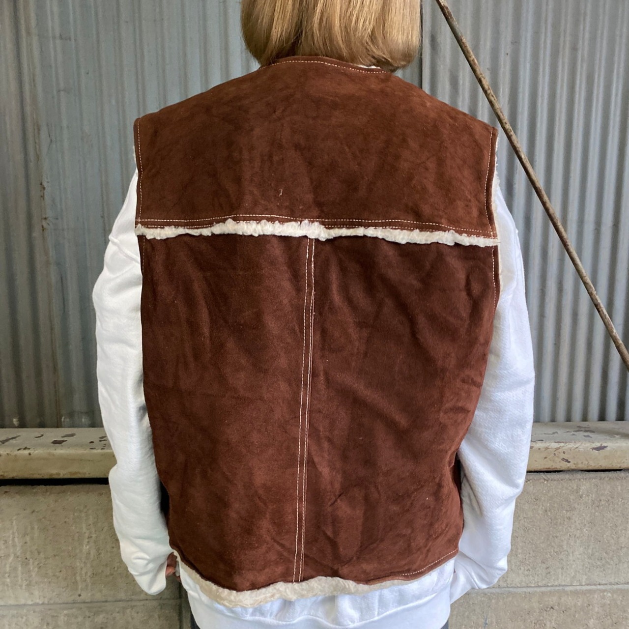 70年代 JC Penney スエードレザー ボアベスト メンズL相当 古着 
